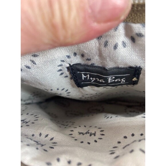 MYRA BAG WRISTLET 9 X 7.5 CANVAS GRAY STRIPE ZIPPER - Picture 3 of 3